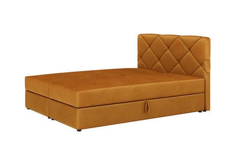 Boxspringbett Luton 140x200 Senfgelb Bett im modernen skandinavischen Stil mit markantem Kopfteil