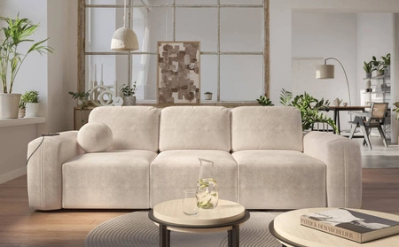 Sofa mit Schlaffunktion Arbon beige bequemes und stilvolles Sofa für das Wohnzimmer weicher Plüschstoff verleiht einzigartigen Charakter
