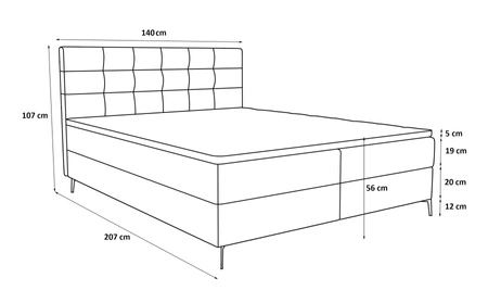 Boxspringbett Irvine 140x200 Esche grau Stilvolles Bett mit Bettzeugablage und hohem Kopfteil besticht durch sein elegantes Design