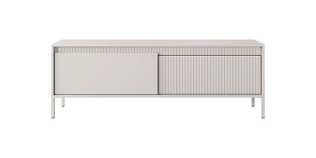 Sesti Möbel Set beige modernes und originelles Design Schrankwand interessante Kombination von Riffelung mit glatten Push-to-Open-Fronten