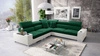Ecksofa mit Schlaffunktion Provo III flaschengrün/weiß links Ecksofa mit Bettzeugablage und verstellbaren Kopfstützen