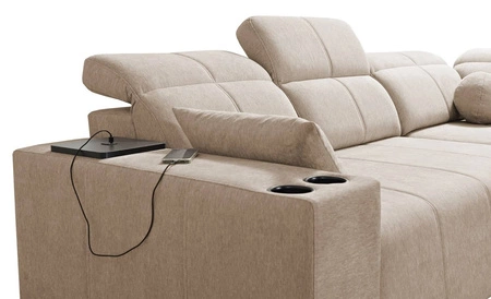 Ecksofa mit Schlaffunktion Tesalia II Lux grau rechts bequemes Ecksofa mit verschiebbarer Rückenlehne und ausziehbarer Fußstütze