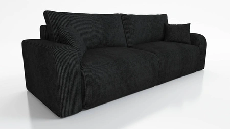 Sofa Fiesta schwarz funktionelles Wohnzimmersofa mit Bettzeugablage elegantes Design Kordelstoff