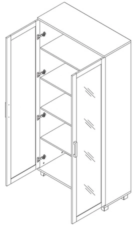 Maximus 100 cm breite Vitrine Eiche catania modernes Design Kante mit Spezialfurnier verkleidet Elemente aus gehärtetem Sicherheitsglas