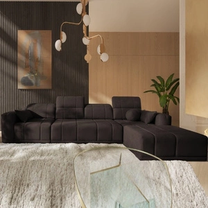 Ecksofa mit Schlaffunktion Cetara XII braun rechte Seite stilvolles Design komfortable Schiebelehnen zwei Bettkästen