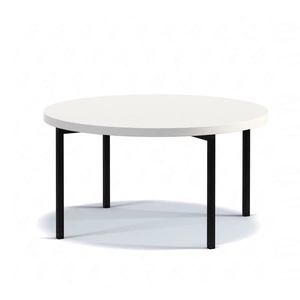 Runder Couchtisch 80 cm Sampi weiß glänzend zeitloses Design massives Metallgestell idealer Tisch für jede Einrichtung