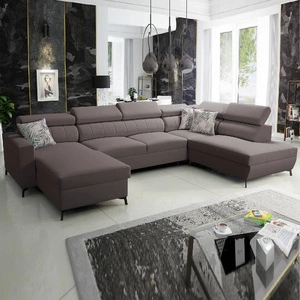Ecksofa mit Schlaffunktion Savona VI braun links elegantes und bequemes Ecksofa für Wohnzimmer mit zwei Bettkästen
