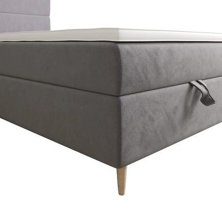 Boxspringbett Bing 100x200 hellgrau im modernen skandinavischen Stil mit gepolstertem Kopfteil Bett mit Staukasten