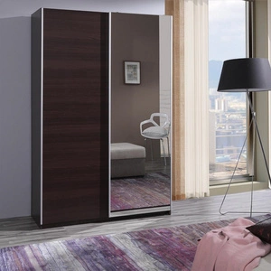 Schiebeschrank mit Spiegel Vilo 135 cm Kastanie Wenge modernes Design ABS-Finish und Aluminium-Türführungen