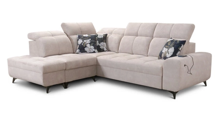 Ecksofa mit Schlaffunktion Buffalo VII creme links stilvolles Ecksofa mit Bettzeugcontainern Velourstoff