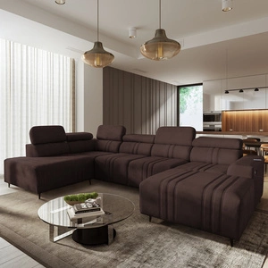 Ecksofa mit Schlaffunktion Castel VI braun rechte Ecke bequem und elegant mit zwei Bettkästen