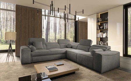 Ecksofa mit Schlaffunktion Viano III grau rechts stilvolles Ecksofa mit Bettzeugcontainern perfekt für moderne Interieurs