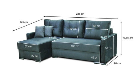 Ecksofa mit Schlaffunktion Neron navy blue linke Seite garantiert höchsten Komfort und Funktionalität