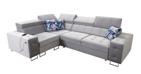 Ecksofa mit Schlaffunktion Hampton II meeresblau links stilvolles Ecksofa weiche Polsterung Stoffart Samt