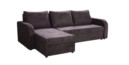 Ecksofa mit Schlaffunktion Scarlo schwarz Universal in Einstellung Ecksofa für Wohnzimmer aus strapazierfähigem Veloursstoff