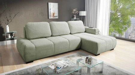Ecksofa mit Schlaffunktion Sanfte Minze auf der rechten Seite Stilvolles Design Ecksofa, das sich durch seine abgerundete Form auszeichnet
