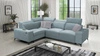 Ecksofa mit Schlaffunktion Kelly Sleek II arctic blue links elegantes Ecksofa für Wohnzimmer aus Webstoff