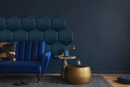 Gepolstertes Paneel Hexagon 30x26 cm marineblau stilvolles Wandpaneel Veloursstoff modische Dekoration jedes Interieurs