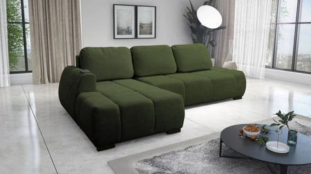 Ecksofa mit Schlaffunktion Sanfte Olive linke Seite Stilvolles Design Ecksofa mit abgerundeter Form