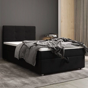 Boxspringbett Fresno 90x200 schwarz im modernen skandinavischen Stil mit gepolstertem Kopfteil Bett mit Staukasten