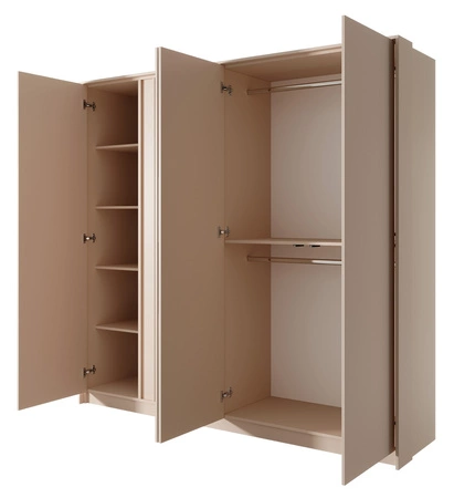 Beloit 223 cm Spiegelschrank Eiche beige moderne Form originelle vertikale LED-Beleuchtung idealer Kleiderschrank für Schlafzimmer