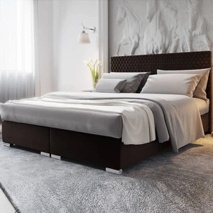 Boxspringbett Fargo 140x200 braun Bett im modernen skandinavischen Stil mit markantem Kopfteil