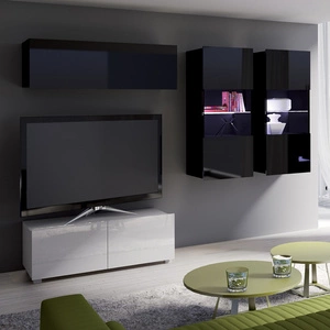 Hängeelement Apulia XII weiß glänzend/schwarz glänzend Außergewöhnlich stilvolles Hängeelement mit schlichten Möbelstücken, das sich in jede Einrichtung einfügt