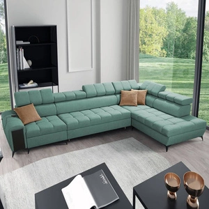Ecksofa mit Schlaffunktion Bolmso XI mint rechte Seite stilvolles Design Ecksofa mit Schublade und Bettzeugcontainer