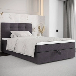 Boxspringbett Flint 90x200 graphit im modernen skandinavischen Stil mit gepolstertem Kopfteil Bett mit Staukasten