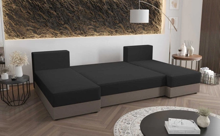 Ecksofa mit Schlaffunktion Fogu U blau bequemes und stilvolles Ecksofa mit einfachem Design Kordstoff Bettzeug Container