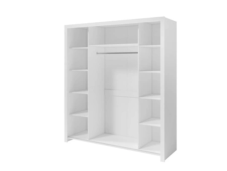Schiebeschrank Parma 185 cm weiß modernes Design ABS-Finish und Aluminium-Türführungen