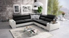 Ecksofa mit Schlaffunktion Provo III schwarz / weiß rechtes Ecksofa mit Bettzeugablage und verstellbaren Kopfstützen