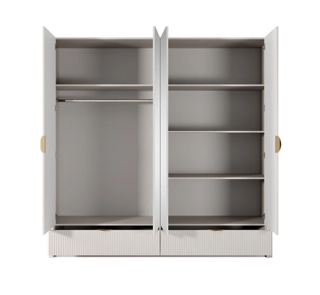 Schlafzimmermöbel-Set Lante beige Stilmöbel mit modernem Design geriffelte Fronten originelle geschwungene Form der Möbelstücke