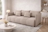Sofa mit Schlaffunktion Selva hellbeige Funktionssofa für Wohnzimmer mit Bettzeugbehälter aus Stoff mit Plüschoberfläche