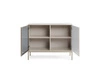 Kommode Amma 104 cm beige unkonventionelles Design geriffelte und verglaste Fronten mit Push-to-Open-System