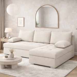 Ecksofa mit Schlaffunktion Fasti hellbeige universal Ecksofa mit Bettkasten Garantie für höchsten Komfort