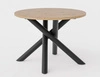 Runder Tisch Lyon 110 cm Eiche artisan / schwarzer Designer-Esstisch auf Metallspinnenbeinen höhenverstellbar