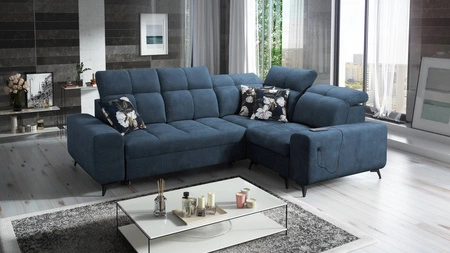 Ecksofa mit Schlaffunktion Buffalo II blau rechts funktionelles und stilvolles Ecksofa mit verstellbaren Kopfstützen