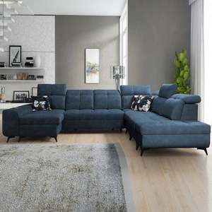 Ecksofa mit Schlaffunktion Buffalo X blau links funktionelles und bequemes Ecksofa für ein Zimmer mit Bettzeugcontainern