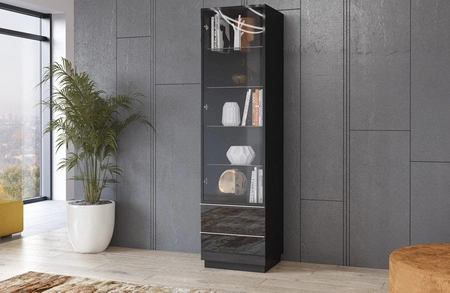 Schubladenschrank Helio 50 cm schwarz / schwarzes Glas wird Liebhaber von ausdrucksstarken Interieurs ideal für das Wohnzimmer und Esszimmer begeistern 