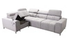 Ecksofa mit Schlaffunktion Castel II beige links komfortables Ecksofa mit verstellbaren Kopfstützen Container für Bettzeug