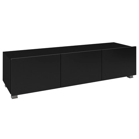 Apulia 150 cm schwarz glänzend RTV Schrank mit der Möglichkeit der Aussetzung minimalistisches Design einfache Form passend in jedes Interieur