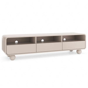 TV Schrank Bion 180 cm beige modernes Design abgerundete Linien TV-Schrank Designer kugelförmige Beine