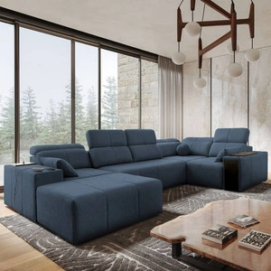 Ecksofa mit Schlaffunktion Tesalia IV blau links bequemes Ecksofa für das Wohnzimmer mit innovativer Schiebefunktion der Rückenlehne