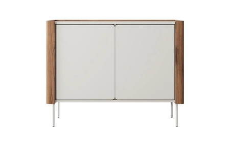 Kommode Tantuni 105 cm warmia nussbaum / beige stilvolle und elegante Kommode mit abgerundeten Fronten stabile Metallbeine