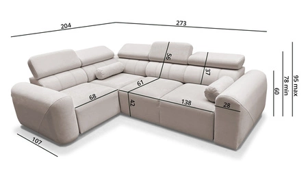 Ecksofa mit Schlaffunktion Cantare II dunkelbeige links bequemes Ecksofa für Wohnzimmer mit stilvollem Charakter weicher Stoff