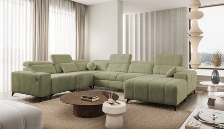 Ecksofa mit Schlaffunktion Penejos VIII olivgrünes Stilvolles Schlafsofa aus strapazierfähigem Stoff