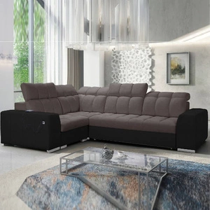 Ecksofa mit Schlaffunktion Luigi II braun/schwarz linkes Ecksofa mit Bettkasten für den täglichen Liegekomfort