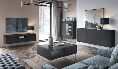 Couchtisch Madisonum Schwarzer Graphit / Schwarzer Königs-Marmor Mit Schubladen Tischplatte beständig gegen verschüttete Flüssigkeiten modernistisches Design dekorativer Marmoroberfläche