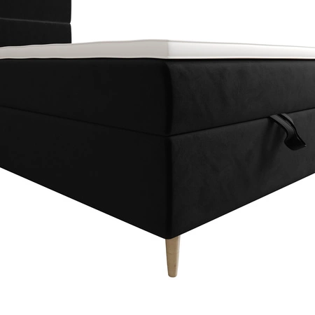 Boxspringbett Bing 120x200 schwarz im modernen skandinavischen Stil mit gepolstertem Kopfteil Bett mit Staukasten